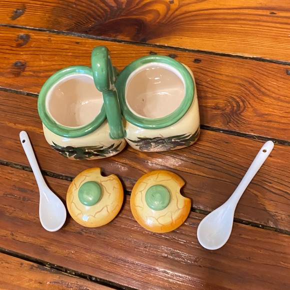 Condiment Spice Jar Container Set Buttercream Olive Branch Design - Picture 5 of 11